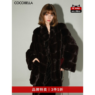 COCOBELLA仿紫貂横排工艺环保皮草外套厚大衣FU3001 3件5折