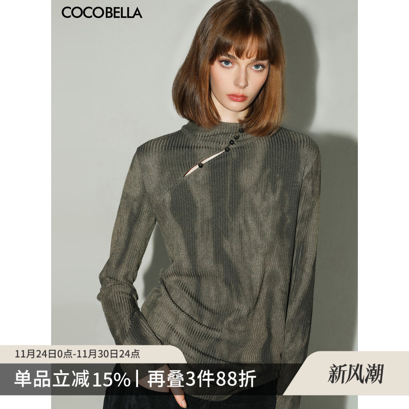 COCOBELLA设计感扎染高领针织衫