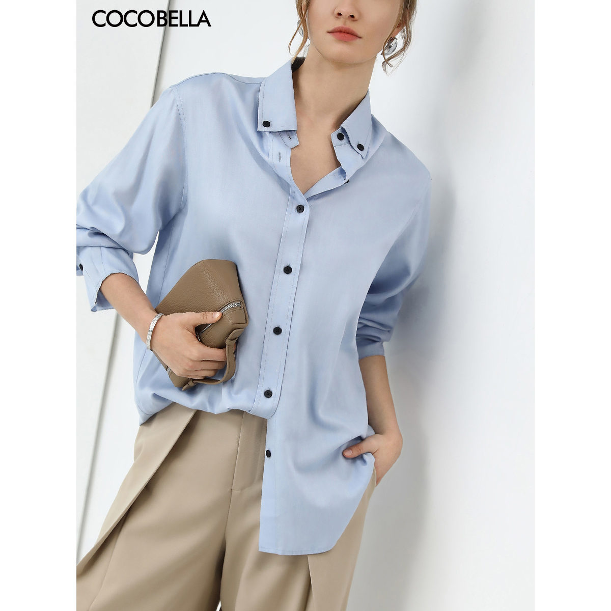 COCOBELLA醋酸纤维翻领衬衫