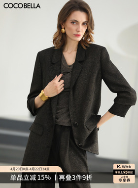 COCOBELLA高智感黑金开叉袖品质西装春商务通勤西服外套SI43B