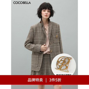 质感胸针通勤西服外套SI912 3件5折 COCOBELLA学院风格 纹西装