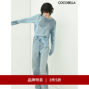 宽松休闲拖地直筒裤 COCOBELLA复古水洗磨白牛仔裤 DN73 3件5折