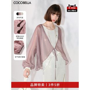 夏微透视雪纺衫 3件5折 COCOBELLA璀璨星河烫钻蝙蝠袖 SN7001