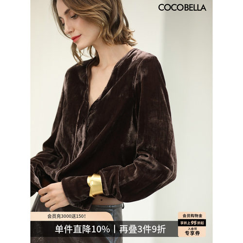 琥珀流光女人味丝绒衬衫