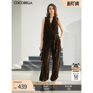 PA0041 COCOBELLA奢感仿真丝丝绒休闲裤 女夏气质高腰灯笼裤