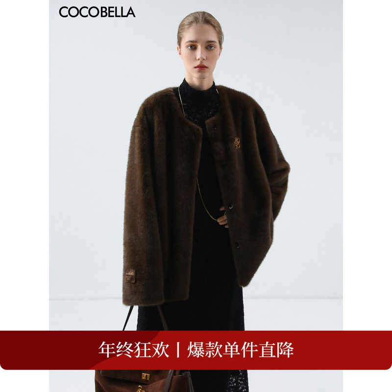 COCOBELLA裸领环保皮草外套