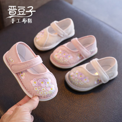 宝宝汉服鞋子公主布鞋1一3岁女童绣花鞋中国风手工千层底布鞋软底
