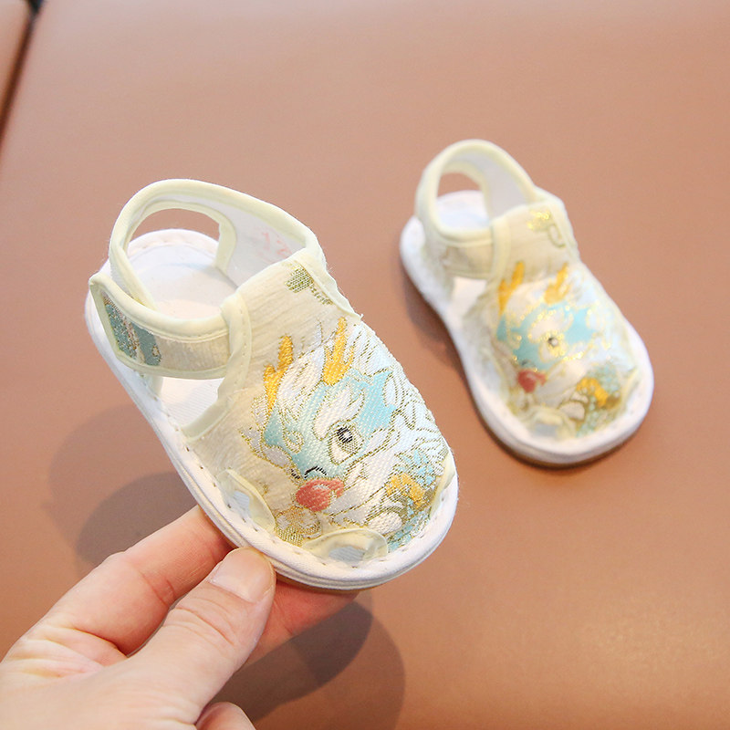 中国风1一2岁周岁鞋子手工布凉鞋