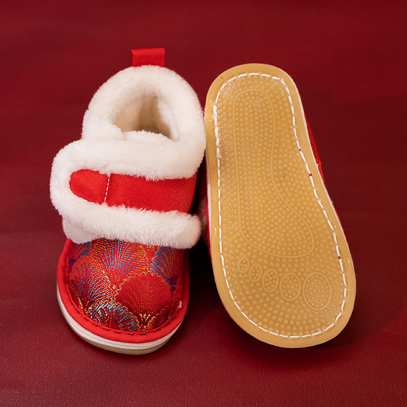 女童过年鞋儿童手工棉鞋千层底宝宝鞋老北京布鞋红色新年鞋子拜年