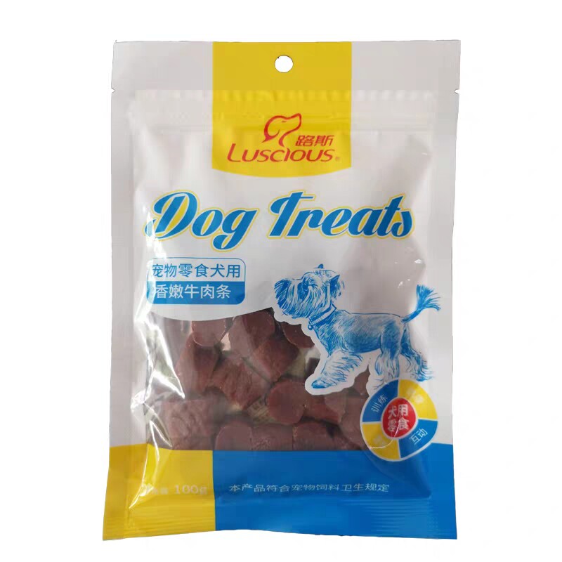 路斯香嫩牛肉条段100g鸡肉条段宠物食品泰迪幼犬狗狗零食牛肉干粒
