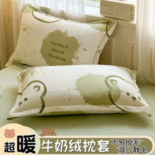 A类牛奶绒枕套一对家用单人珊瑚绒枕头套加厚冬季枕芯内胆套新款3