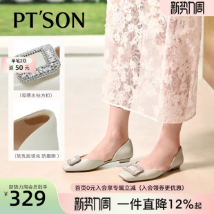 女平底不累脚巨好看包头凉鞋 百田森夏季 方扣绝美小凉单鞋