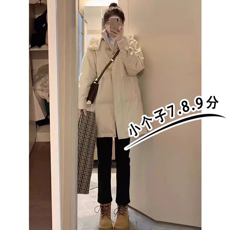 韩国黑色牛仔裤女八分裤秋冬新款加绒高腰小个子九分直筒法棍裤xs