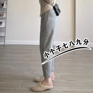 卫裤 高腰显瘦哈伦运动裤 女七八分秋冬季 小矮个子灰色小脚萝卜裤