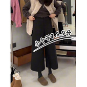 145小个子加厚七分毛呢萝卜裤 xxs 休闲阔腿裤 女秋冬新款 九分保暖裤