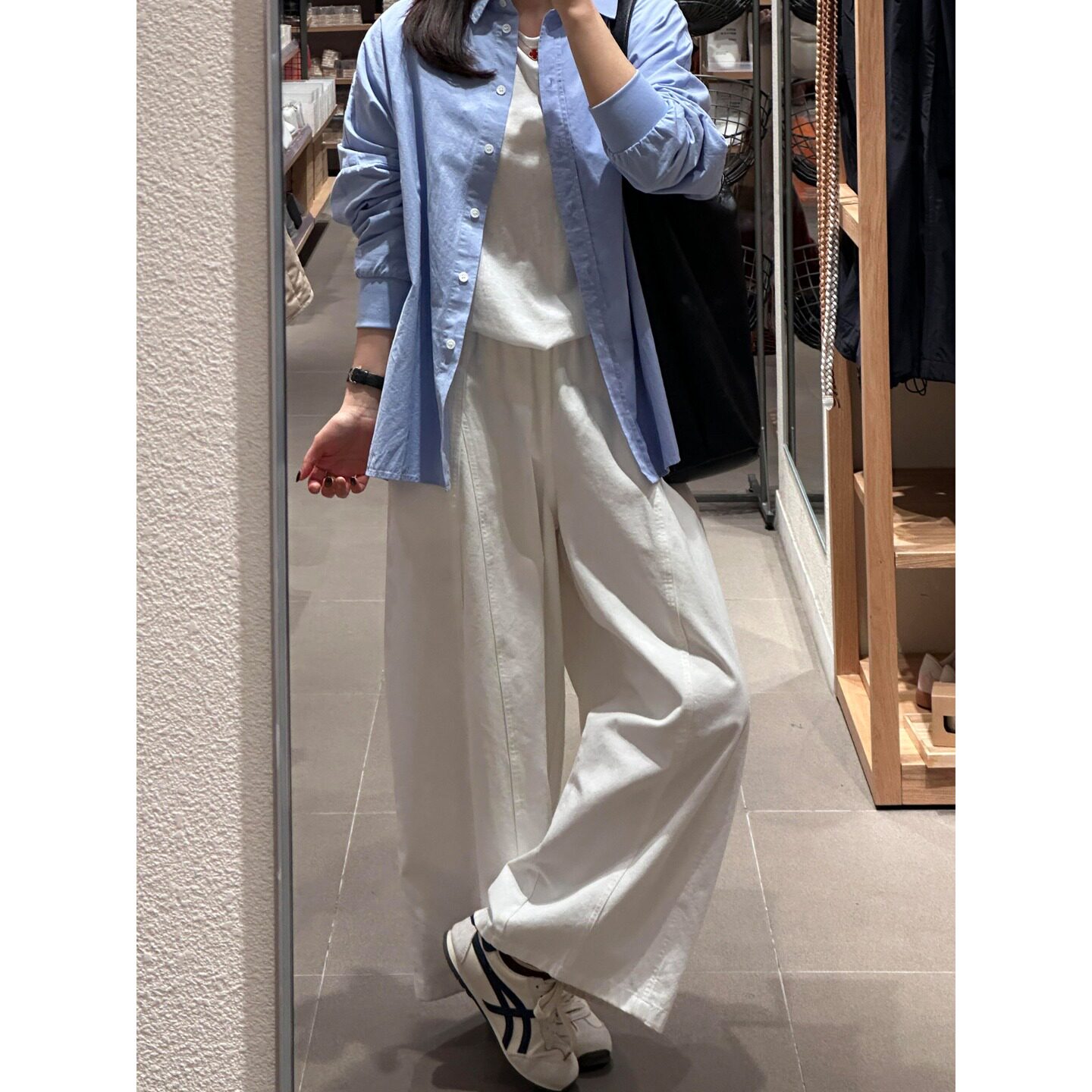 欧货白色直筒阔腿裤女小个子夏季薄款高腰宽松显瘦工装休闲九分裤