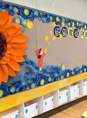 幼儿园新学期星空主题黑板报墙贴