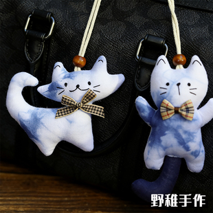 云南大理白族手工扎染精品猫挂件扎染布艺钥匙扣挂饰云南旅游纪念