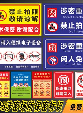 涉密单位场所保密标识牌禁止拍照