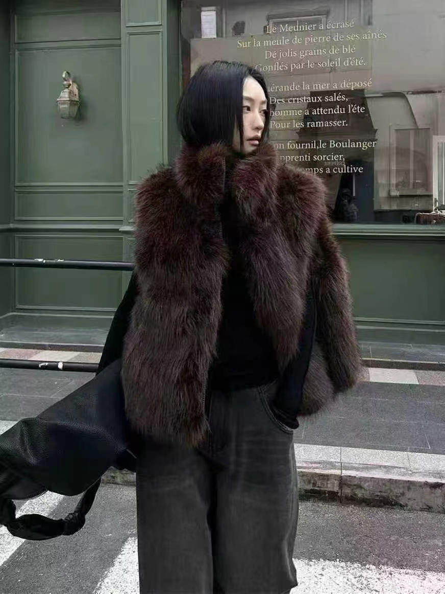 冬季设计感无袖坎肩马夹加厚外套双面穿毛毛百搭保暖加厚宽松马甲