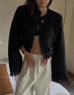 春季新款设计感洋气圆领小香风流苏短款小西装薄款长袖外套女