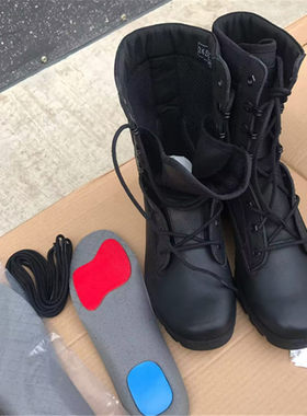 大虎黑色高筒靴沙漠靴纯黑色户外男士靴子防穿剌阻燃