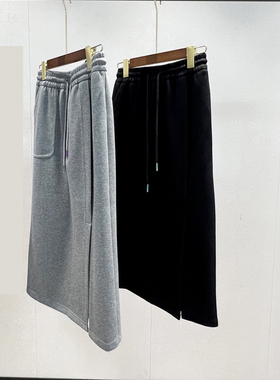 【怎么穿都好看！不显胯！】高腰休闲不规则开叉直筒半身裙女23秋