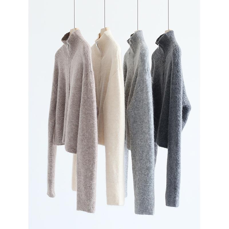 长袖拉链立领休闲百搭显瘦毛衫