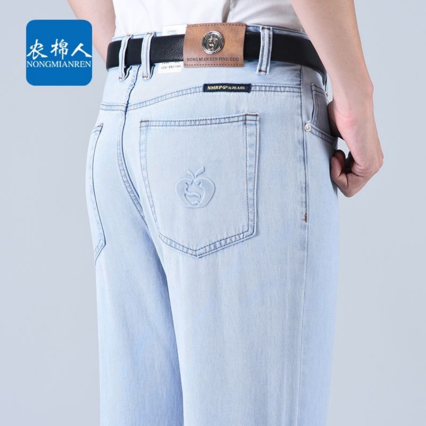 苹果纯绵中老年人牛仔裤