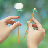 和合大仙人 可盘发 呱呱来财东陵玉荷叶金蟾发簪 原创自制 新中式