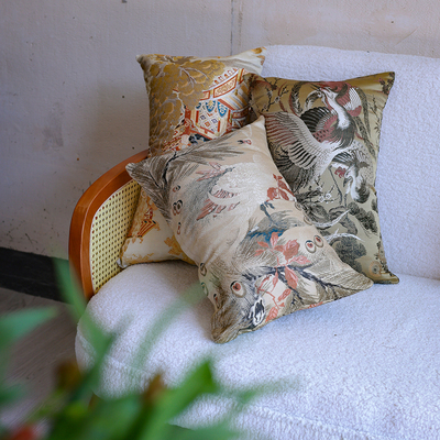 和合大仙人 原创自制 手工多色古董西镇织抱枕 重磅真丝混纺靠枕