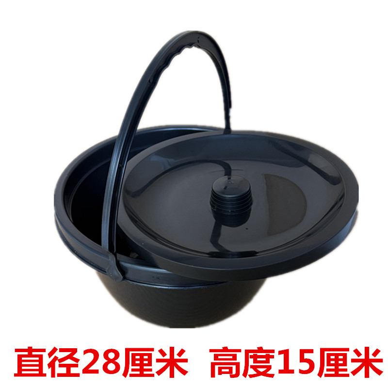加厚黑色坐便桶老年人专用坐便盆带盖马桶盆防臭耐用老人便盆通用