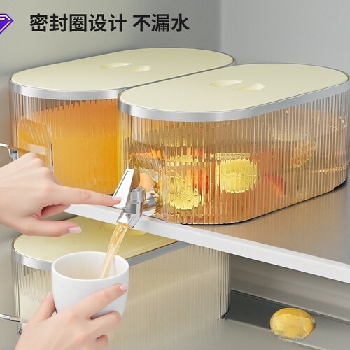 冰箱冷水壶带水龙头水果茶桶凉水壶家用饮料桶柠檬可乐桶5L大容量
