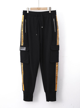 【CC家CC】男熊猫太空侧边橙色织带长裤0193881630