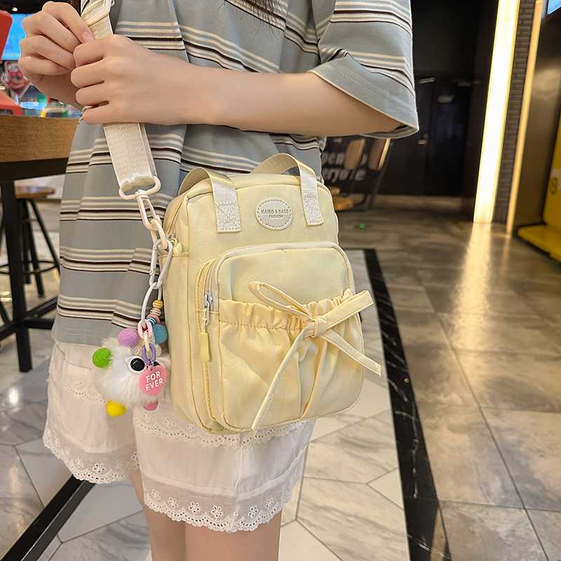 小清新糖果色小包包女日系可爱蝴蝶结学生单肩包出游斜挎手机包