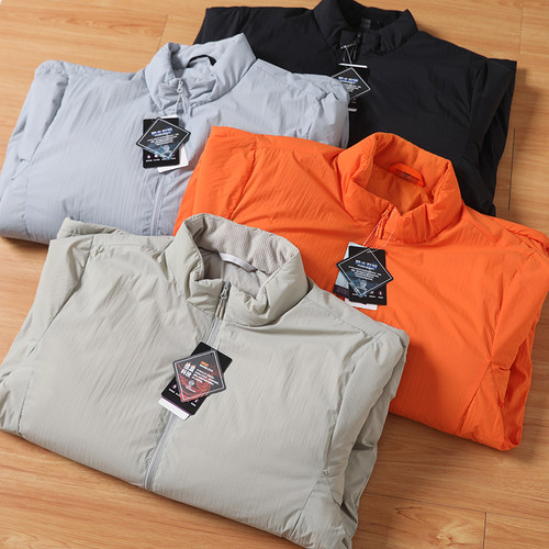 外贸尾货轻量化无帽立领棉服