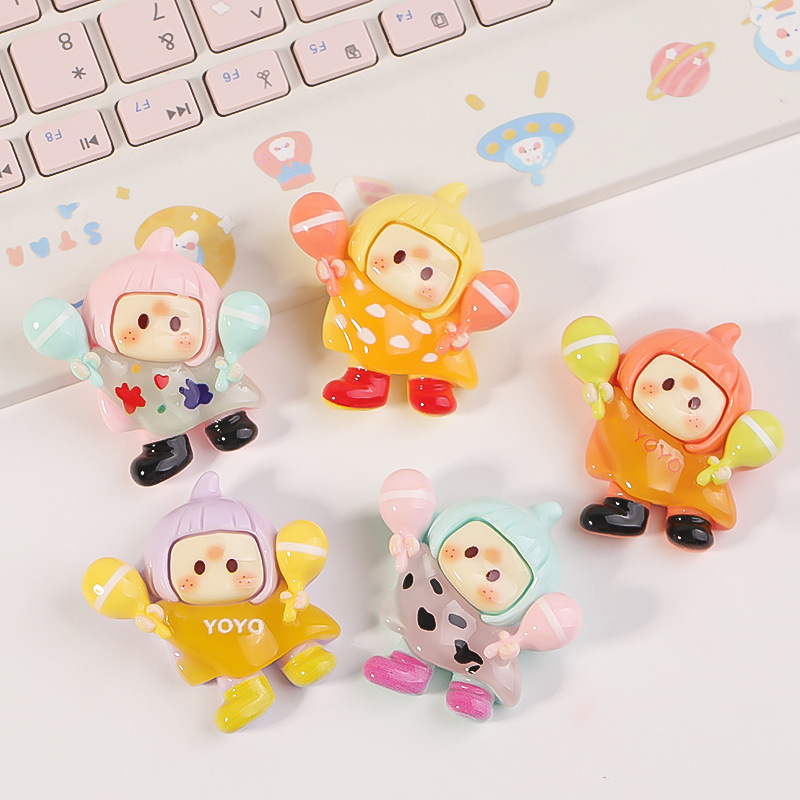 【两件】yoyo右右酱歪头可爱治愈系diy奶油胶手机壳发夹冰箱贴