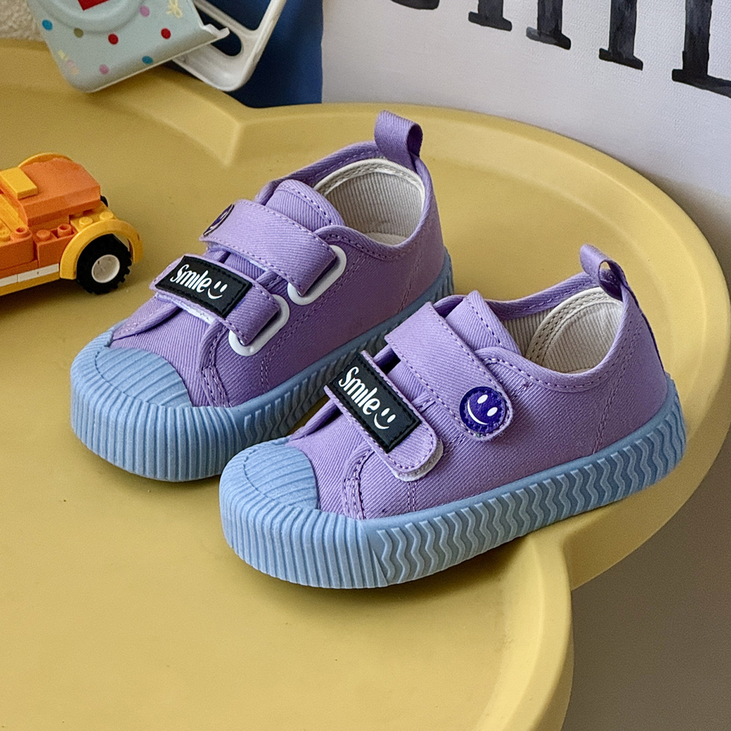 儿童帆布鞋春秋宝宝饼干鞋男童魔术贴女童鞋子软底幼儿园室内布鞋