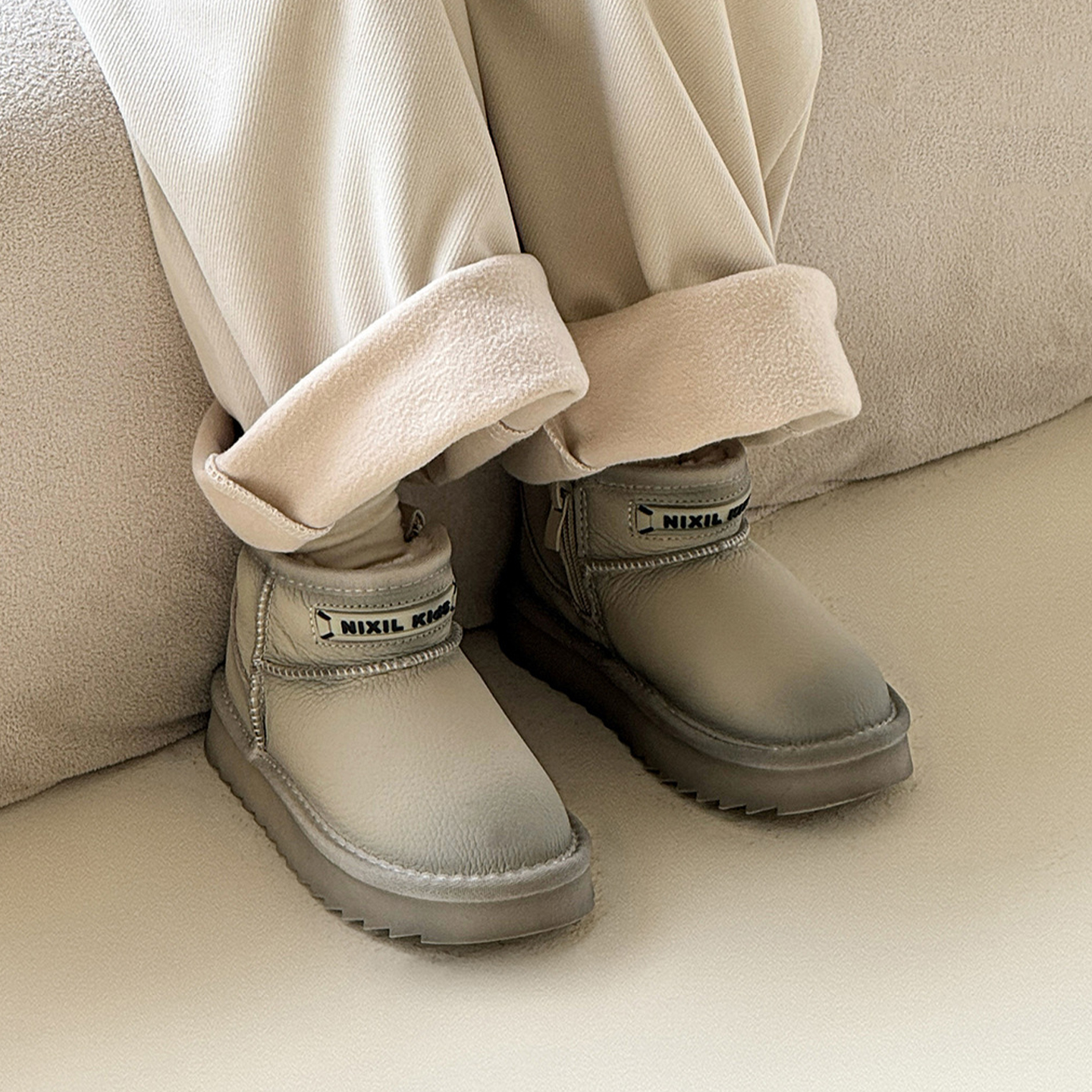 【头层牛皮】防水保暖儿童雪地靴