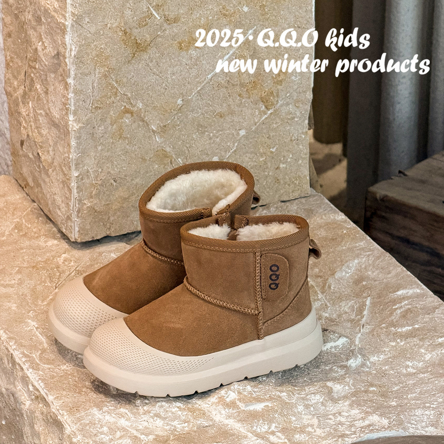 【Q.Q.O正品】真皮包头雪地靴潮