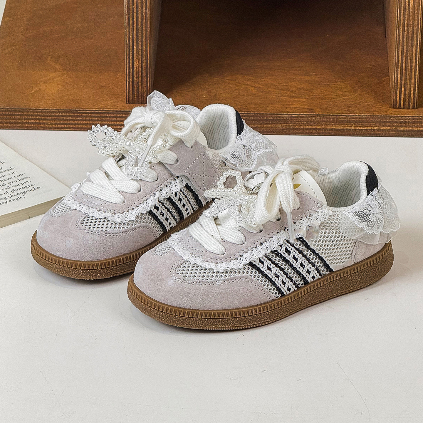 韩版花边女童德训鞋2026春季新款透气网面儿童板鞋小女孩公主休闲,童鞋/婴儿鞋/亲子鞋,板鞋,淘宝优惠券,粉丝福利购,淘宝优惠卷