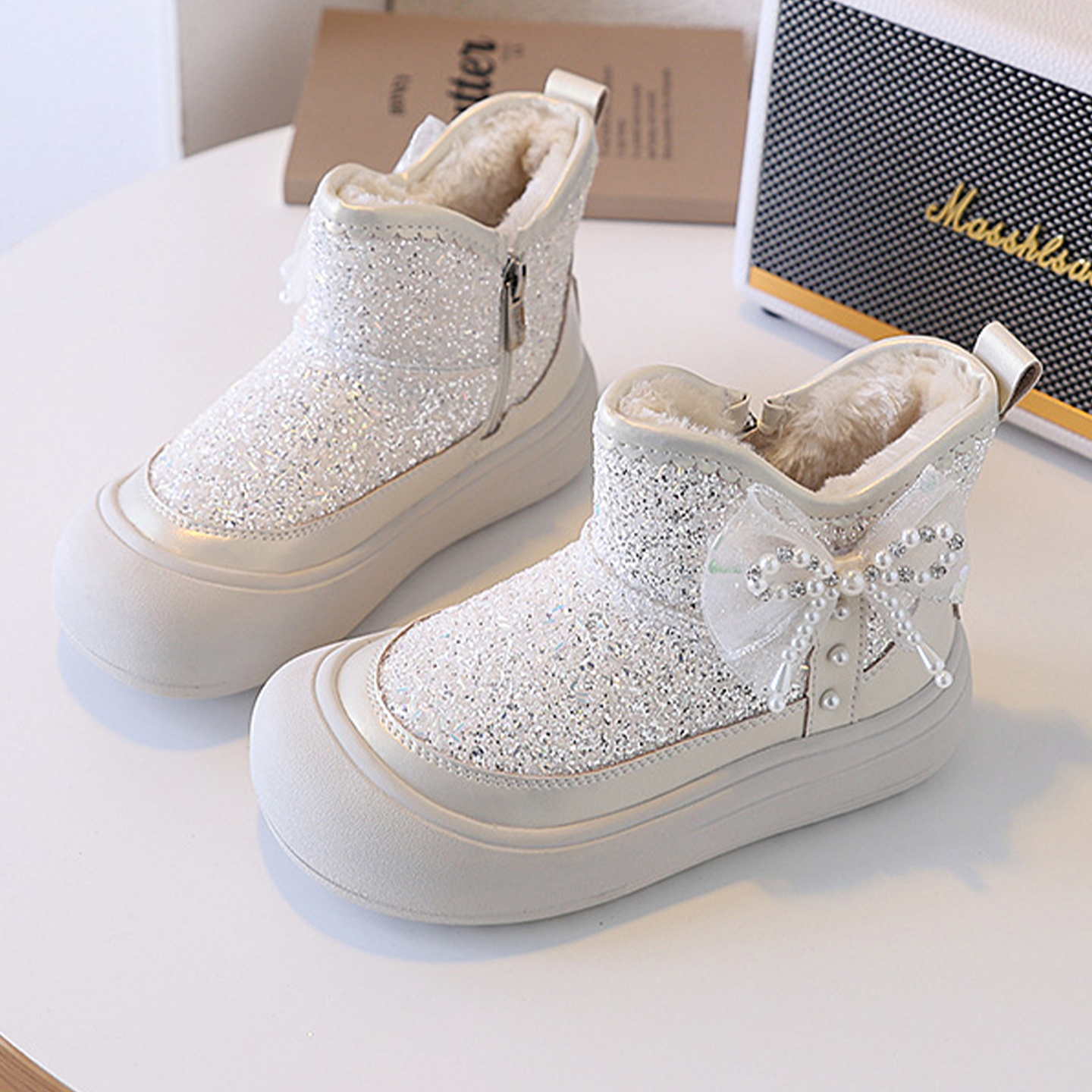 【书萌SMON】亮片蝴蝶结雪地靴子