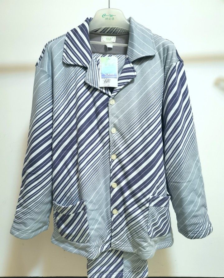 棉花堡家居服男士冬装加厚夹棉睡衣套装睡袍格子舒适柔软宽松薄棉