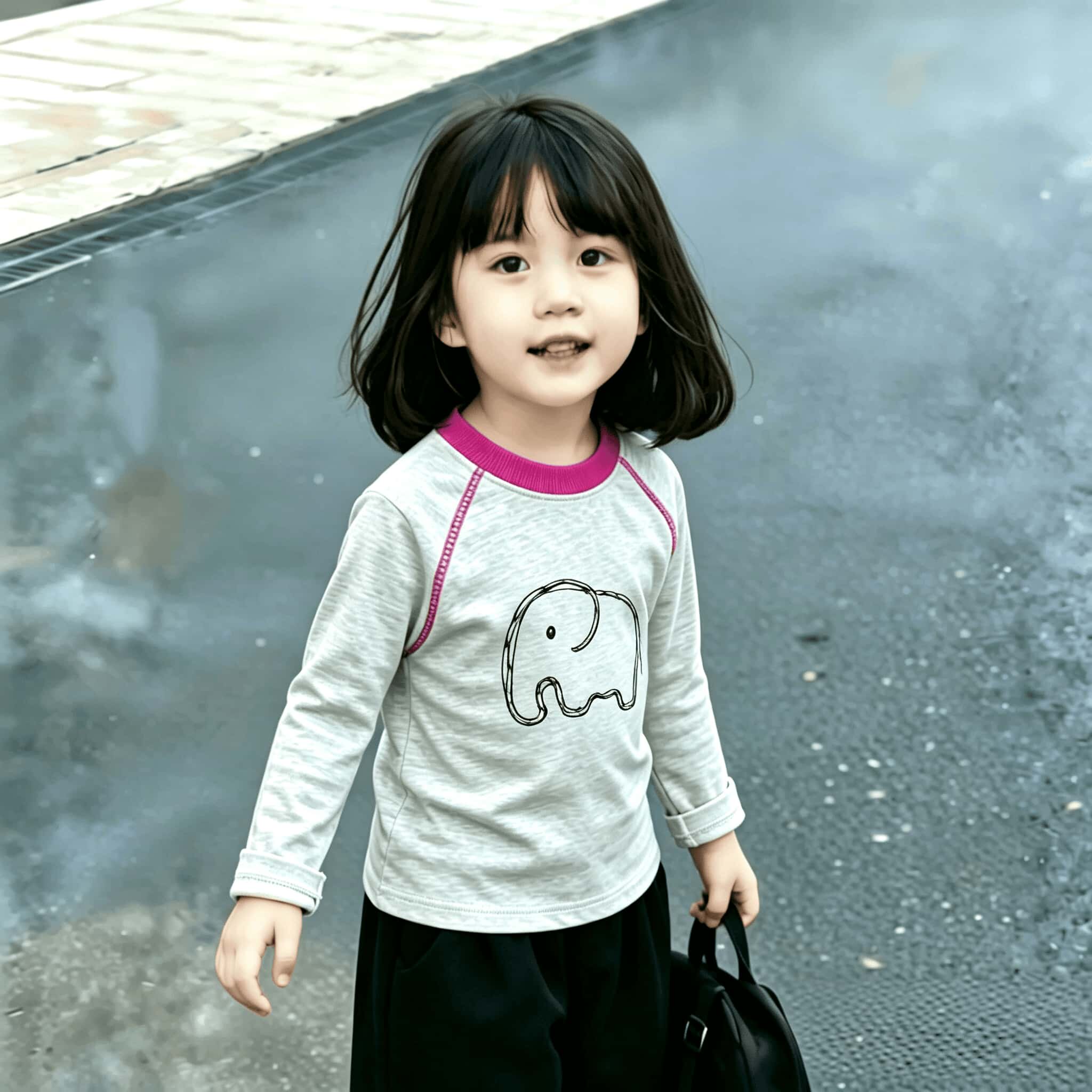 长袖新款明线装饰女童纯棉T恤春秋中小童韩版百搭打底印花上衣潮t