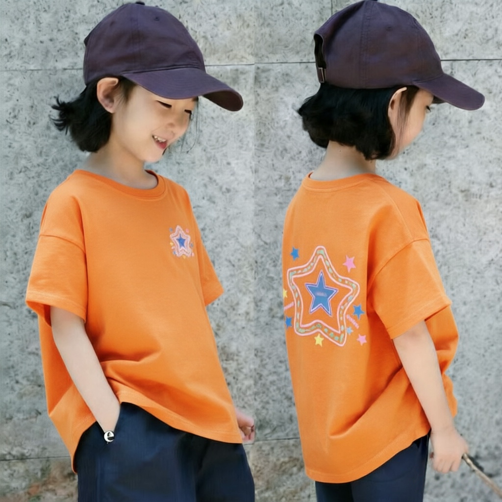 女童纯棉短袖t恤夏季新款圆领中小儿童韩版小众女宝设计感T恤上衣