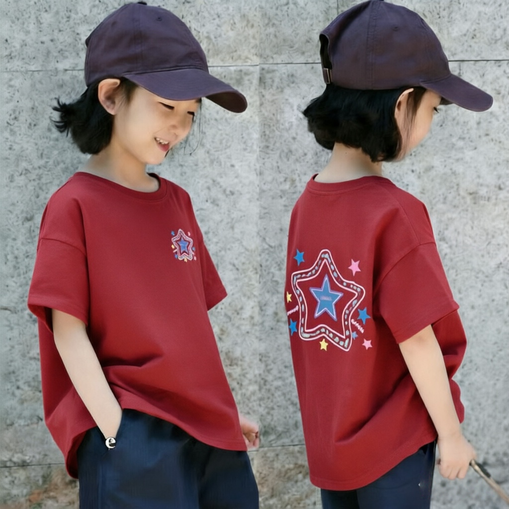 女童纯棉短袖t恤夏季新款圆领中小儿童韩版小众女宝宝潮酷T恤上衣