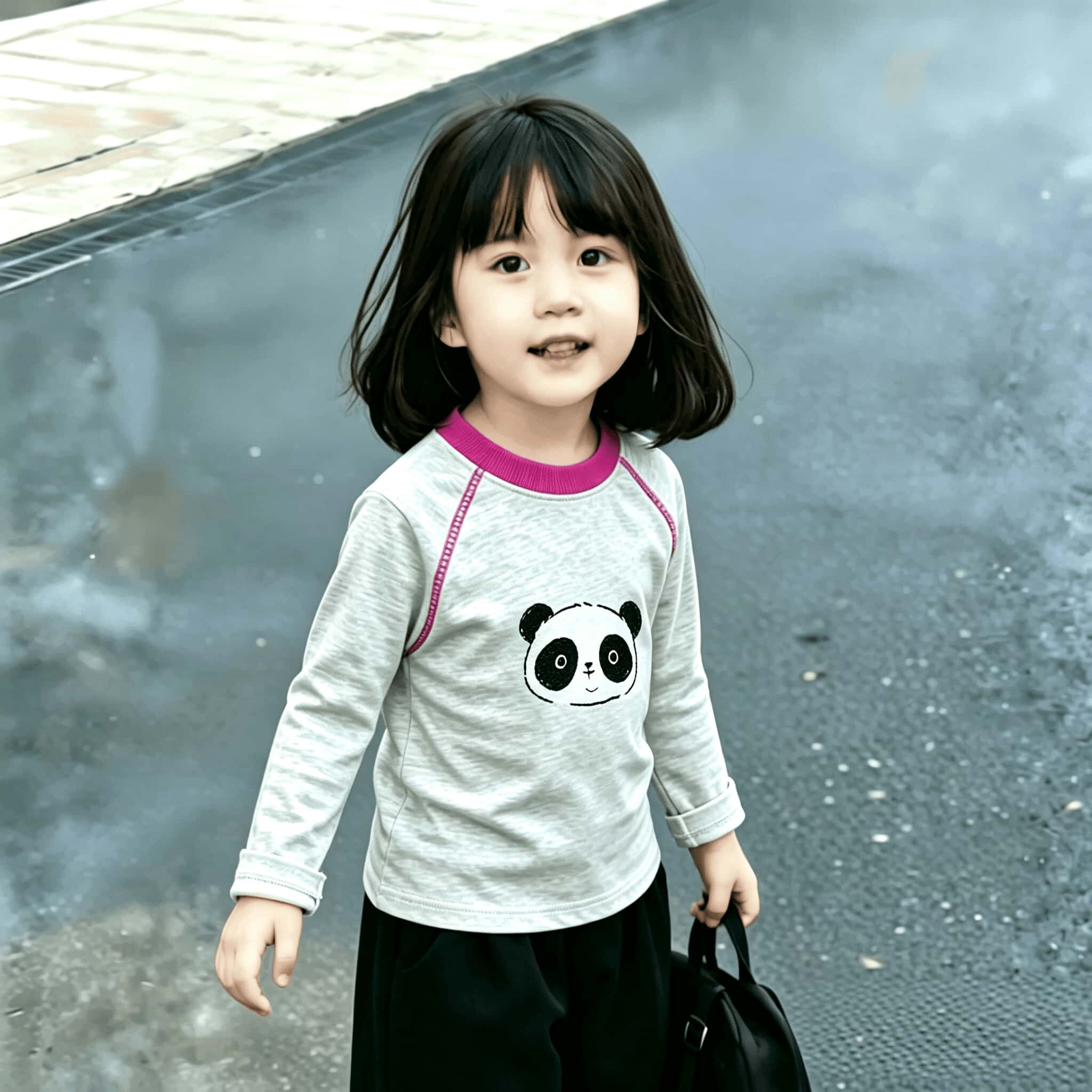 新款长袖明线装饰女童纯棉T恤春秋中小童百搭舒适打底卡通上衣潮t