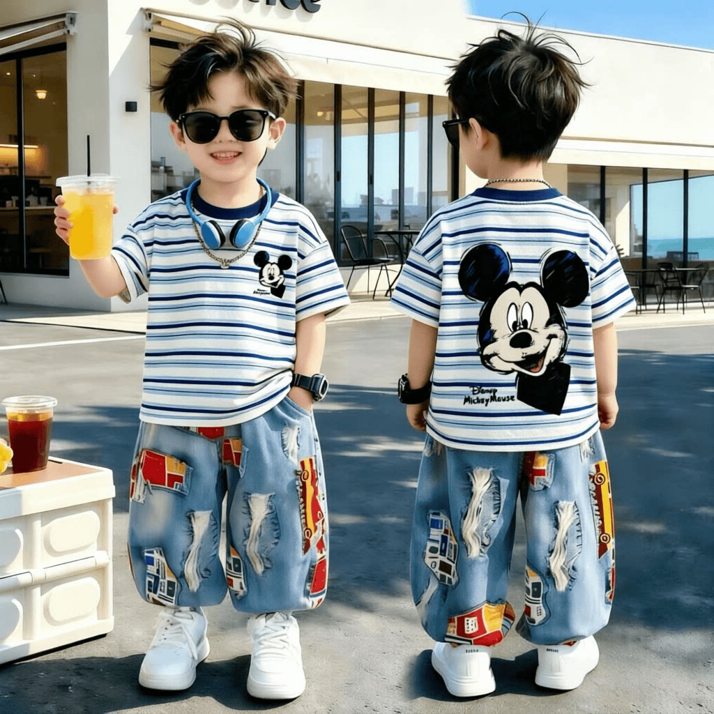 男童100%纯棉高品质新款蓝白条纹短袖打底T恤夏装潮流韩版上衣t恤