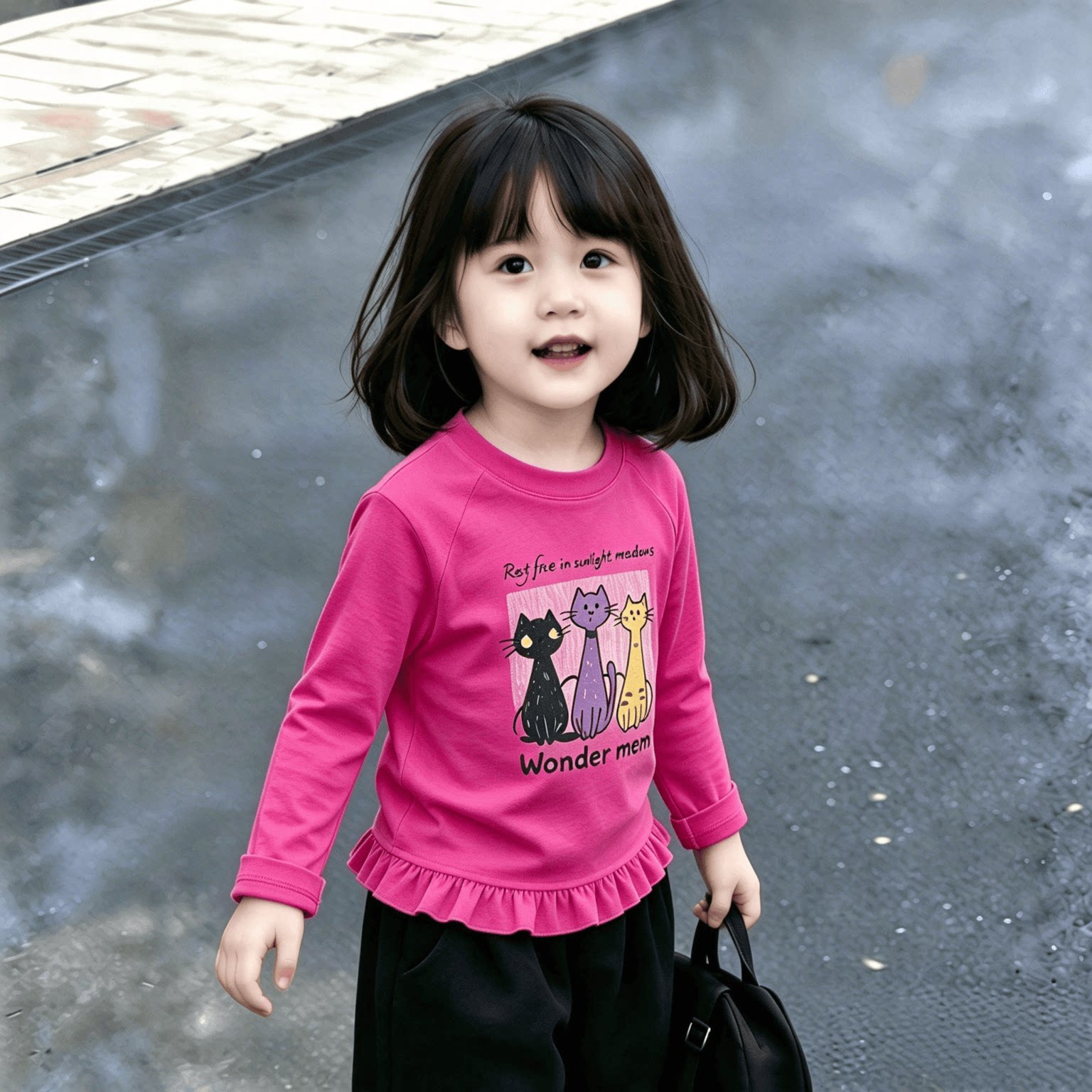 上衣2026新款女童荷叶花边下摆打底衫儿童长袖上衣T恤休闲外穿潮t