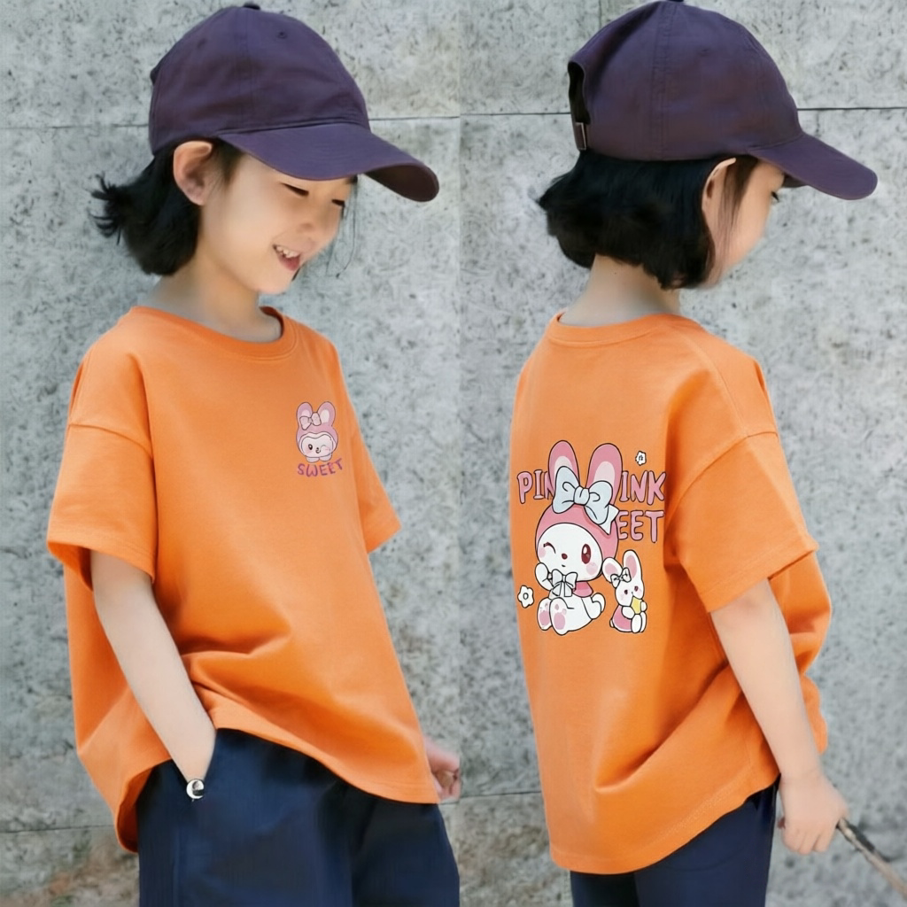 儿童纯棉卡通短袖t恤夏季新款圆领宽松女童韩版小众女宝宝透气T恤